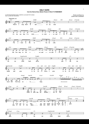 Play Official version of Only Hope Sheet Music by Mandy Moore for Piano ...