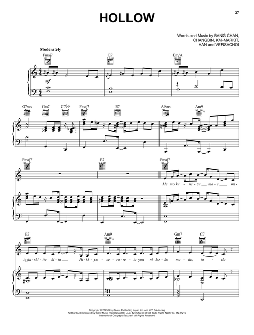 Hollow - Stray Kids (Piano-Vocal-Guitar)