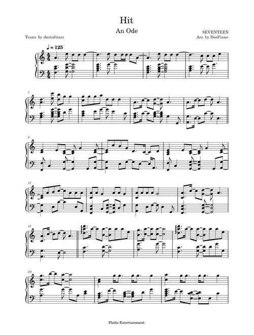 Hit - SEVENTEEN (DooPiano) Sheet Music for Piano (Solo