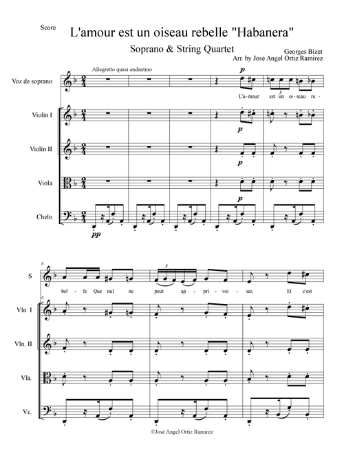 L'amour est un oiseau rebelle (Arr. José angel Ortiz ramirez) (String Ensemble)