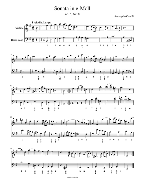 Corelli: Sonata in e-Moll (E Minor), op. 5/8