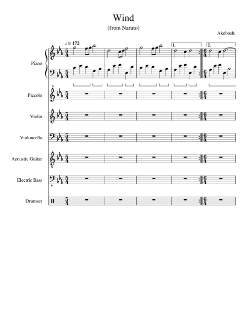 Wind, Naruto Ending theme (WIP-halfway there!)