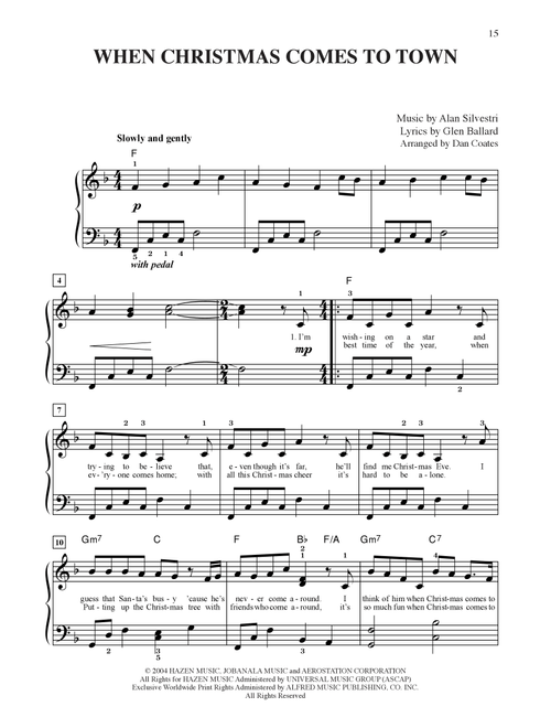 When Christmas Comes To Town (from The Polar Express) (arr. Dan Coates) - Glen Ballard and Alan Silvestri, Glen Ballard, Alan Silvestri (Easy Piano)