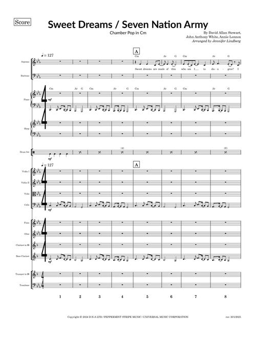 Seven Nation Army / Sweet Dreams Mash Up (Arr. Jennifer Lindberg) - Annie Lennox, David Allan Stewart, John Anthony White (Large Ensemble)
