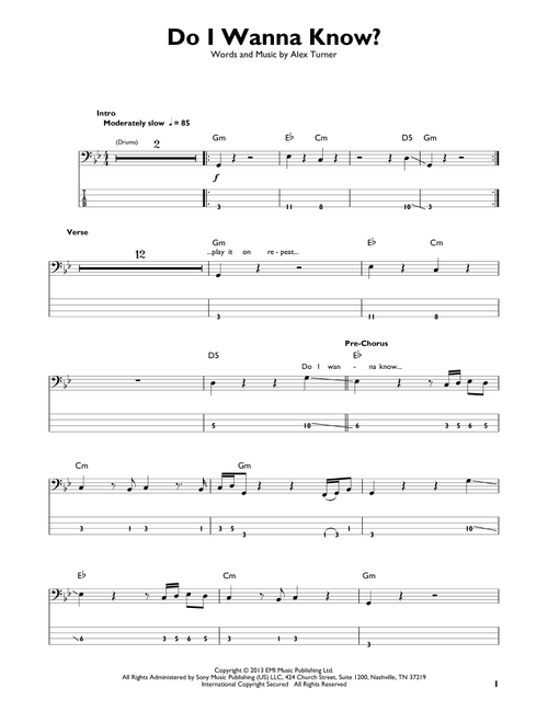 Do I Wanna Know? - Arctic Monkeys (Easy Bass Tab)