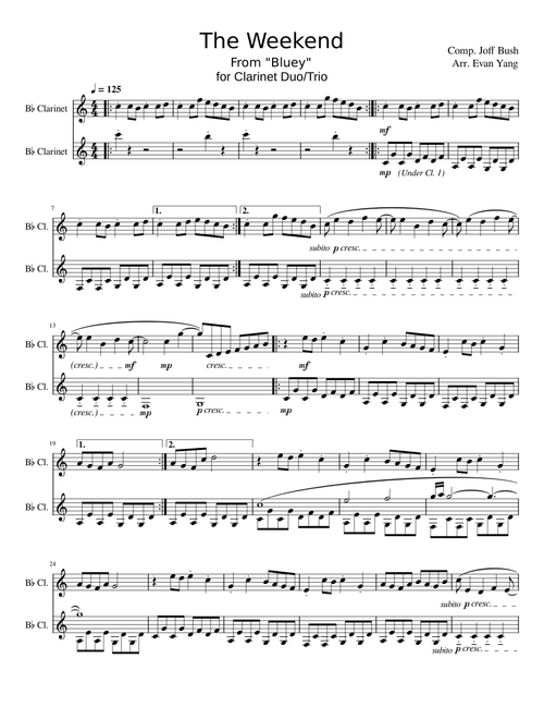 The Weekend (from Ludo Studios' "Bluey") – Joff Bush (Clarinet Duo/Trio)