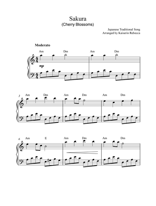 Sakura (Cherry Blossoms) (Arr. Kaiserin Rebecca) - Japanese Traditional Song (Piano Solo)