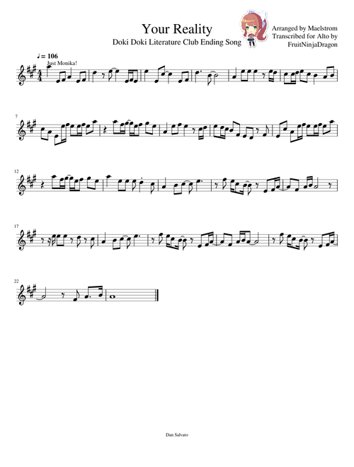 Doki Doki Literature Club- Your Reality- Alto sax ver