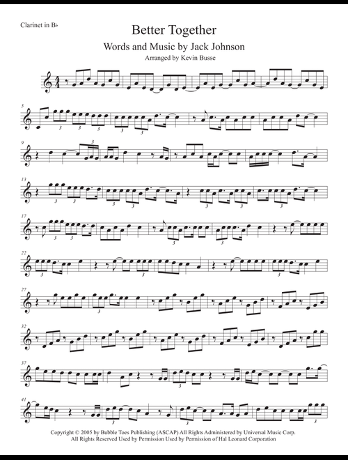 Better Together (Arr. Kevin Busse) - Jack Johnson (Clarinet Solo)