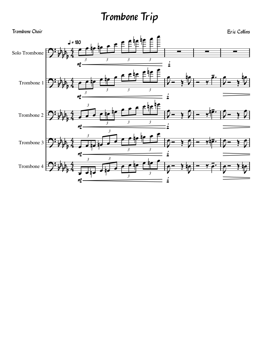 Trombone Trip Sheet Music for Trombone tenor, Trombone bass (Brass ...