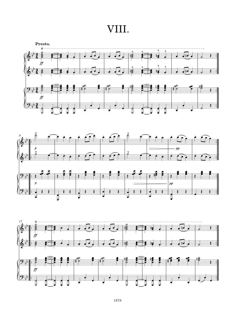 Slavonic Dances Op 46 No 8 - Furiant (1878) Sheet Music for Piano