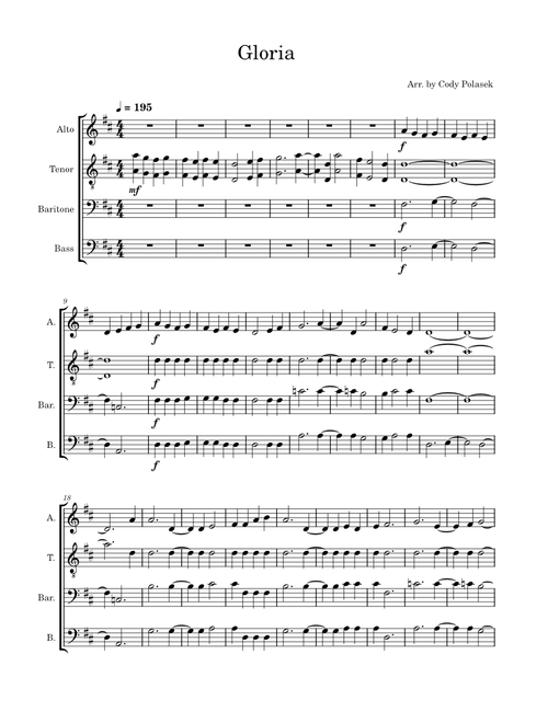 Gloria, in excelsis Deo – Misc Traditional The Gloria (Vocal Arrangement) - Cody Polasek