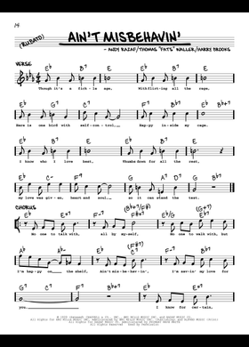 Play Official version of Ain't Misbehavin' Sheet Music by Thomas
