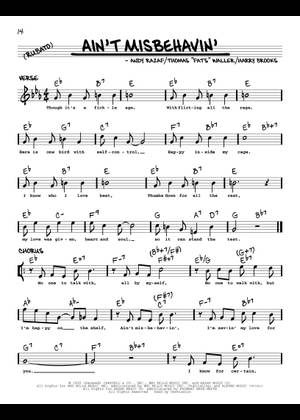 Play Official version of Ain't Misbehavin' Sheet Music by Thomas