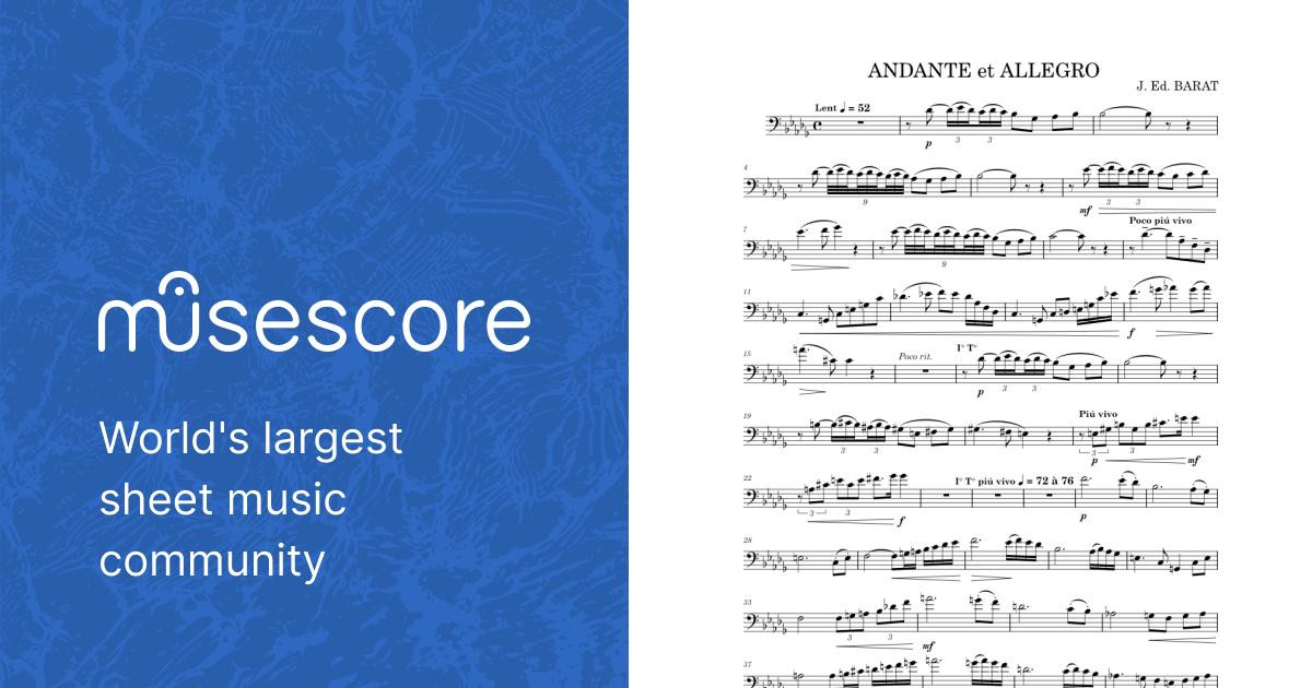 Andante Et Allegro – Joseph Edouard Barat Sheet Music For Trombone ...