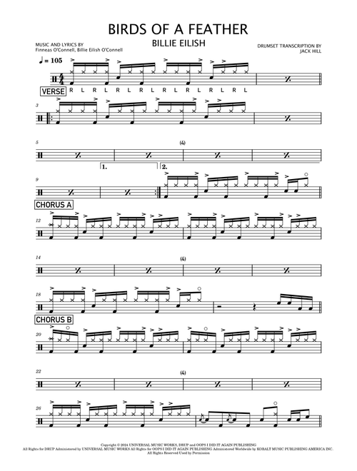 Birds Of A Feather (Arr. Jack Hill) - Billie Eilish (Drums)