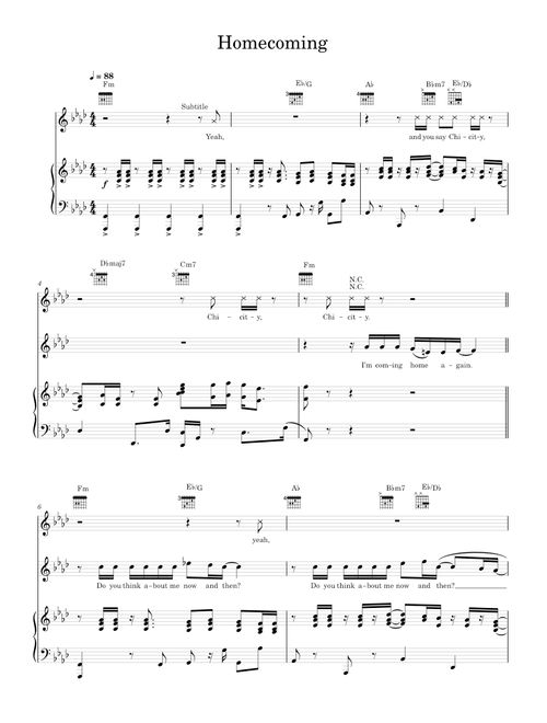 Homecoming - Kanye West (Piano-Voice-Guitar)
