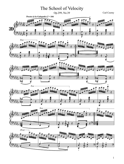 Carl Czerny: The School Of Velocity, Op.299, No.39
