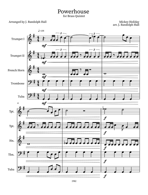 Powerhouse (Arr. J. Randolph Hall) - Mickey Holiday (Small Ensemble)