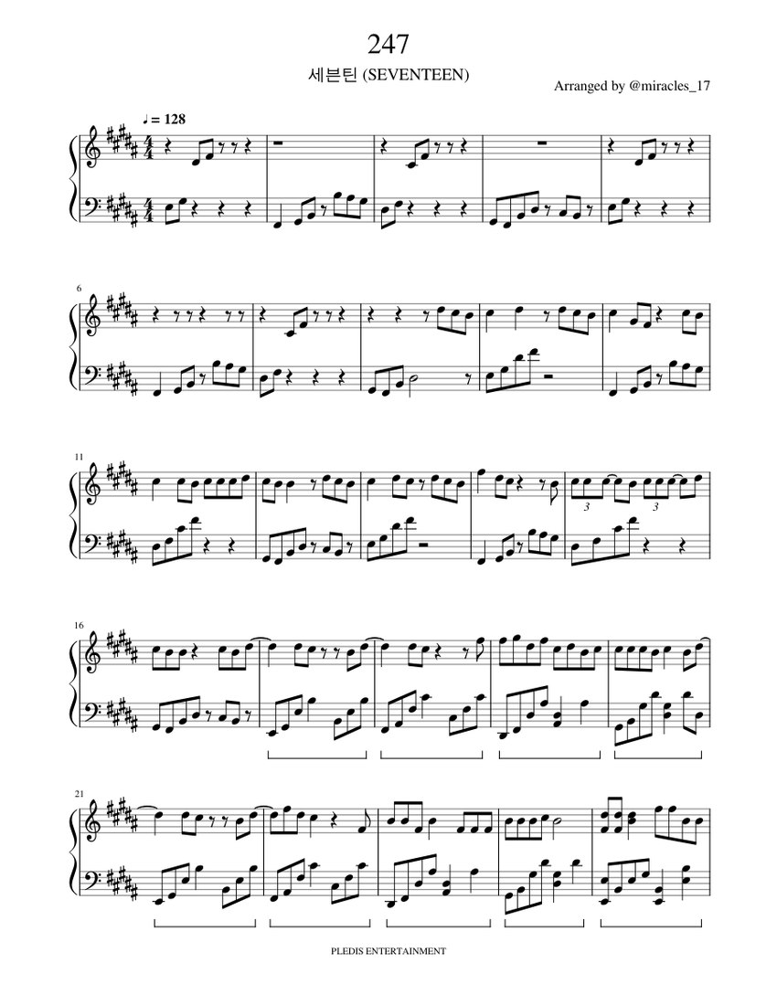 SEVENTEEN - 247 Sheet music for Piano (Solo) | Musescore.com