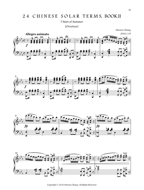 24 Chinese Solar Terms,Bk.2,No.7: Start of Summer - Schuwenn Z. (Piano Solo)