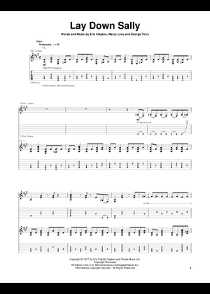 SALLY　サリー　バンドスコア　TAB付 Play Official version of Lay down sally Sheet Music by Eric