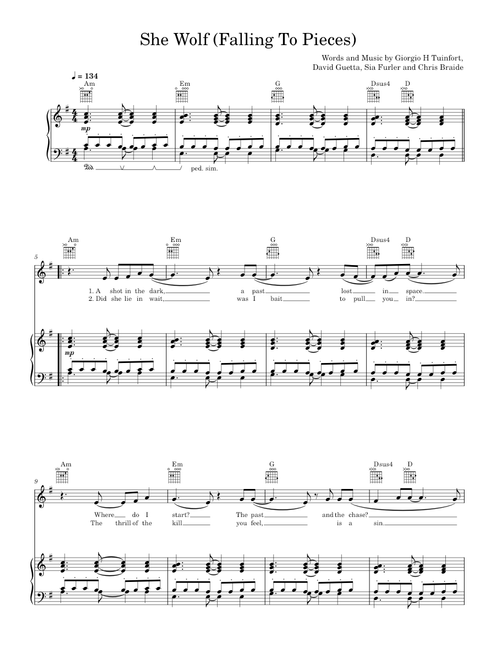 She Wolf - David Guetta feat. Sia (Piano-Voice)