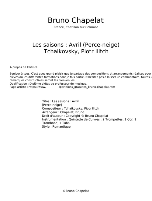 The Seasons, Op.37a - Pyotr Ilyich Tchaikovsky