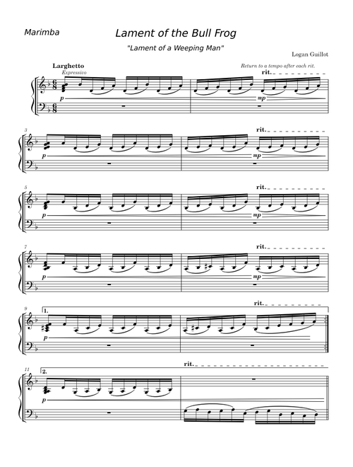 Lament of the Bull Frog (Marimba Solo)