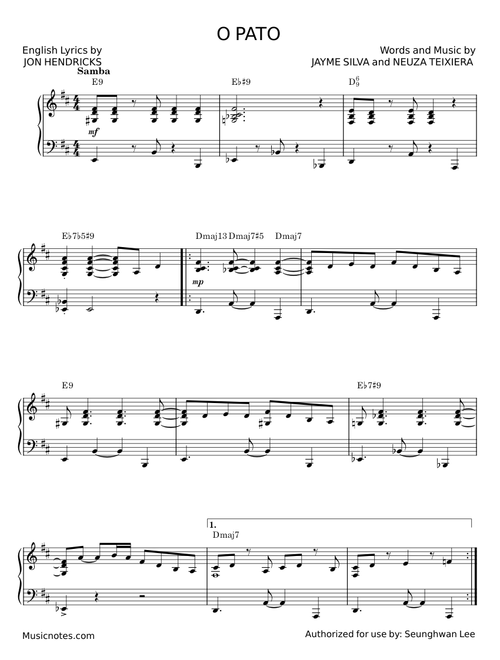 O Ρato – JON HENDRICKS;JAYME SILVA;NEUZA TEIXEIRA;Seunghwan Lee