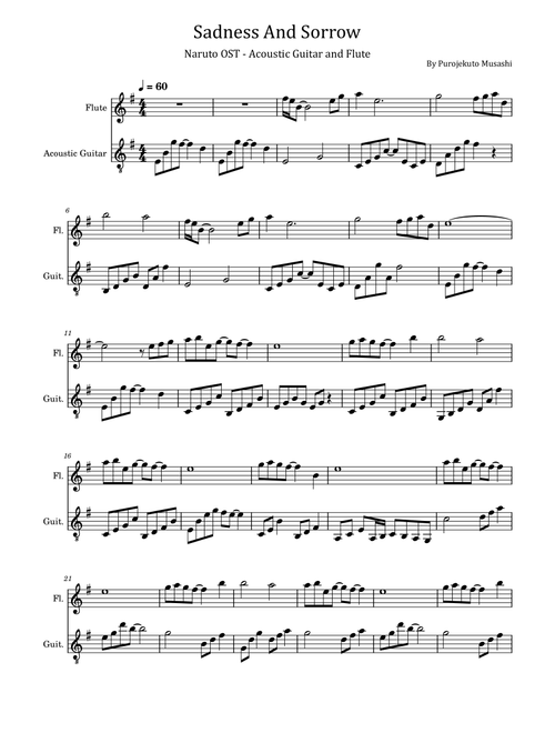 Sadness And Sorrow (Arr. poon) - Purojekuto Musashi (Instrumental Duet)