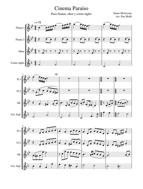 Cinema Paraíso - Cuarteto para Flautas,Oboe,Corno