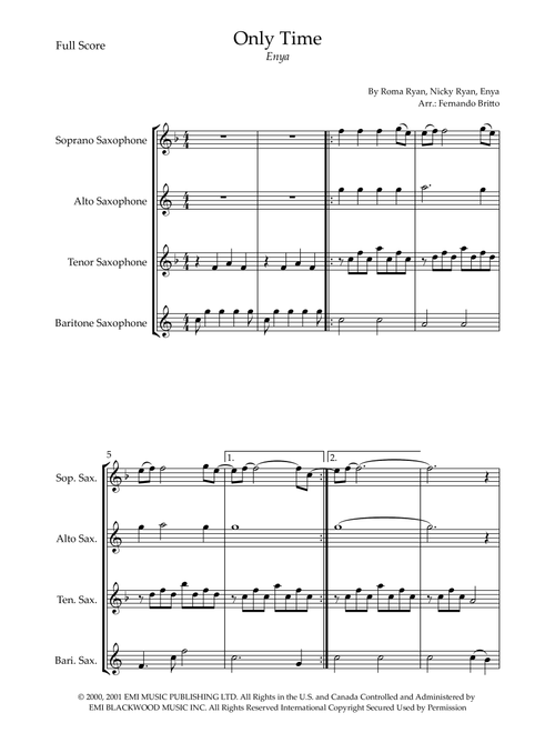 Only Time (Arr. Fernando Britto) - Enya (Woodwind Ensemble)