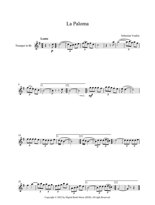 La Paloma - Sebastian Yradier (Trumpet) (Arr. Digital Book Music) (Trumpet Solo)