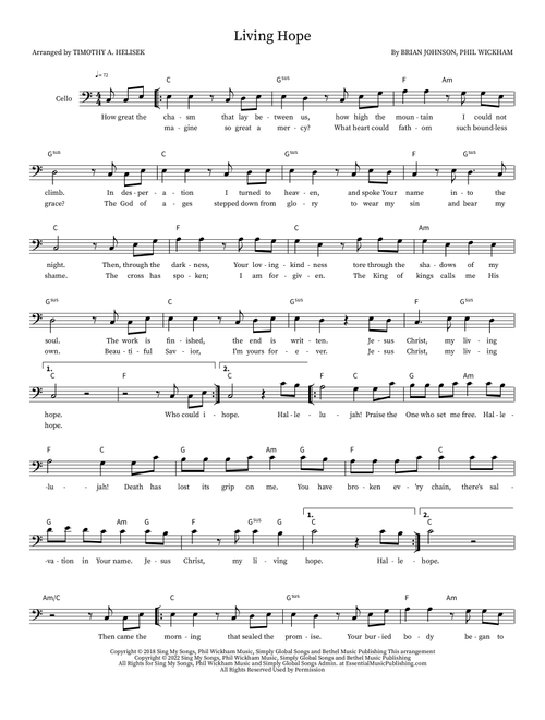 Living Hope (Arr. Timothy A. Helisek) - Phil Wickham (Cello Solo)