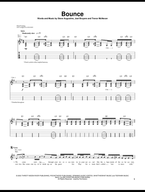 Bounce - Thousand Foot Krutch (Guitar Tab)