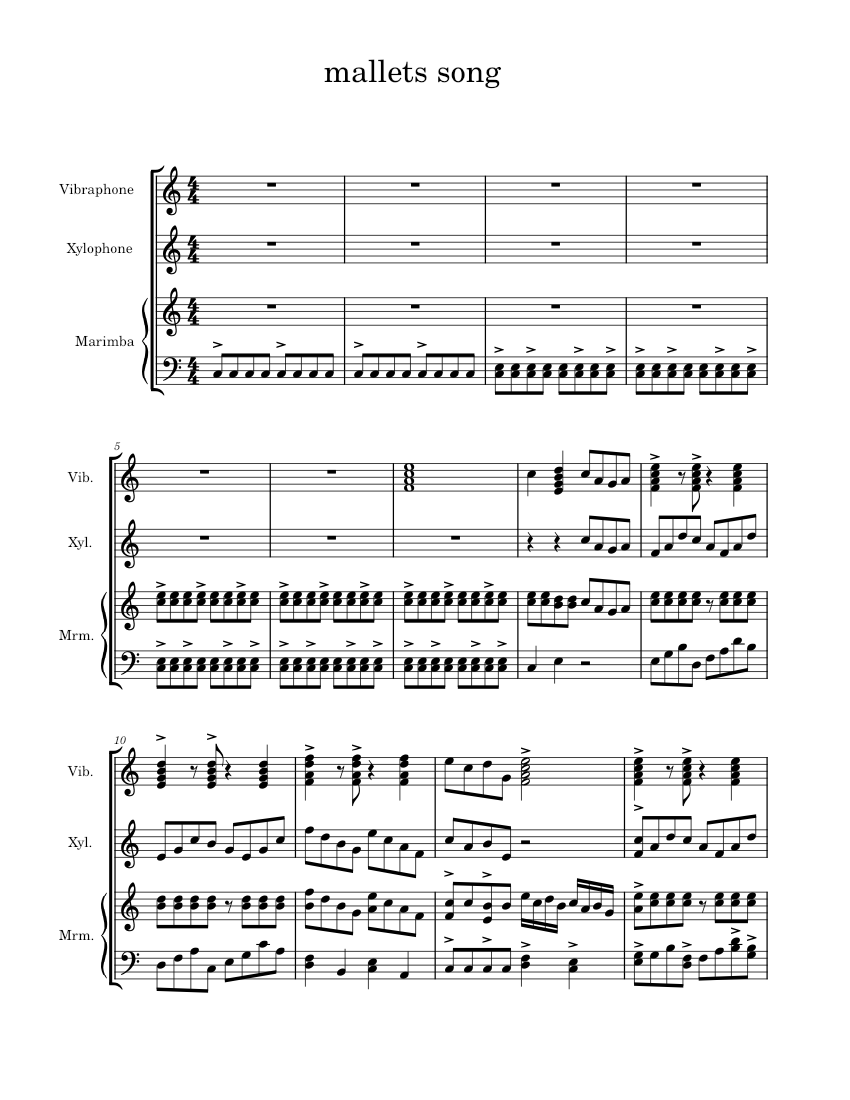 mallets song Sheet music for Vibraphone, Marimba, Xylophone (Percussion