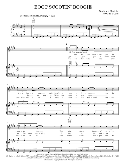 Boot scootin boogie - Brooks & Dunn (Piano-Vocal-Guitar)
