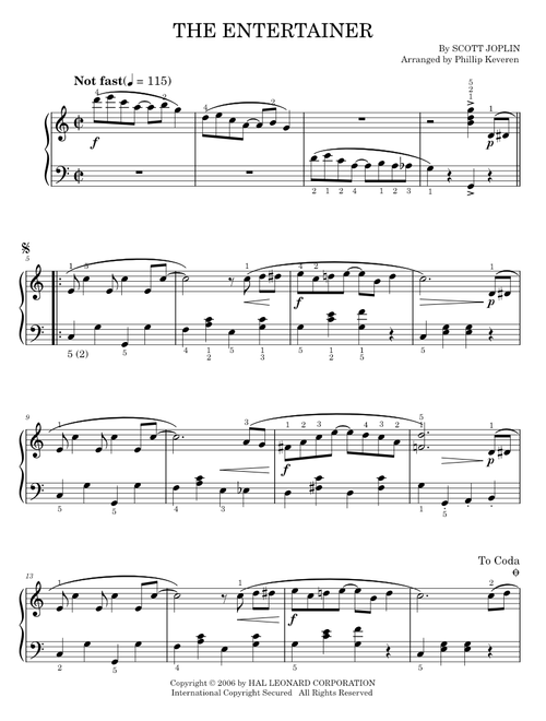 The Entertainer - Scott Joplin (Easy Piano)