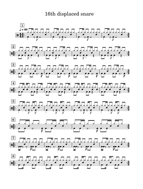 16th displaced snare grooves