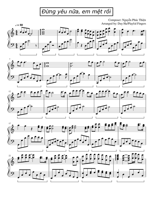 Đừng yêu nữa, em mệt rồi - Piano Solo