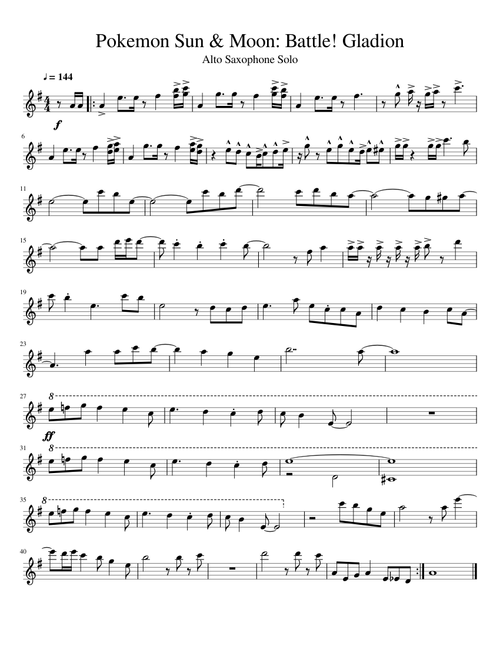 Pokemon Sun & Moon: Battle! Gladion - Alto Sax Solo