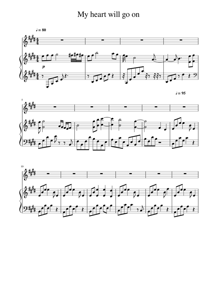 My heart will go on karaoke piano outlet