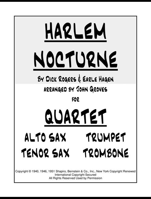 Harlem Nocturne (Arr. John Groves) - Earle Hagen (Small Ensemble)
