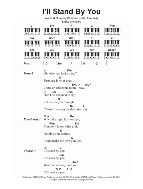 I'll Stand By You - The Pretenders (Piano Chords-Lyrics)