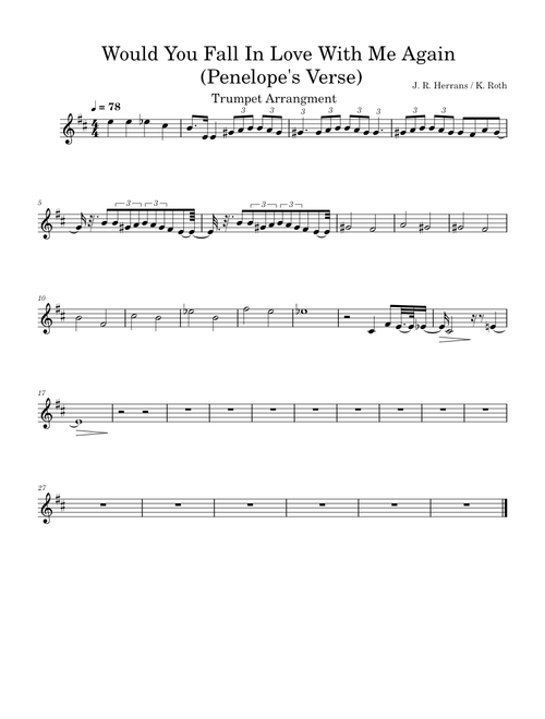 Would You Fall in Love with Me Again (From EPIC: The Musical) Penelope's Verse - Trumpet Arrangment
