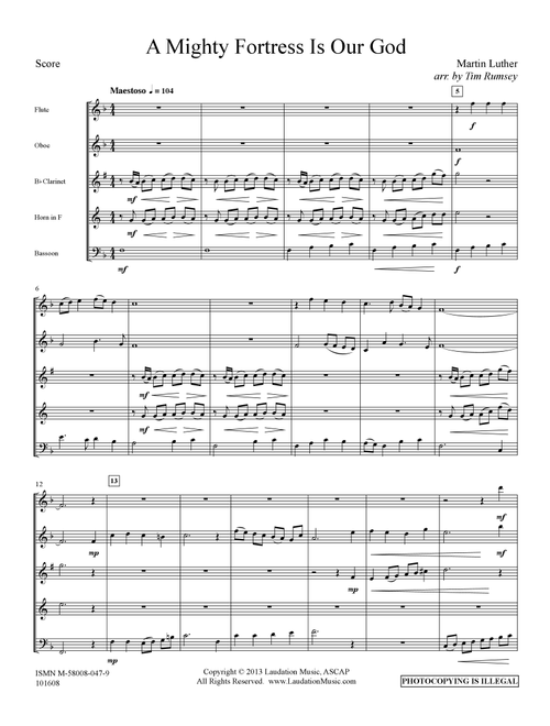 A Mighty Fortress Is Our God (Arr. Tim Rumsey) - Martin Luther (Woodwind Ensemble)