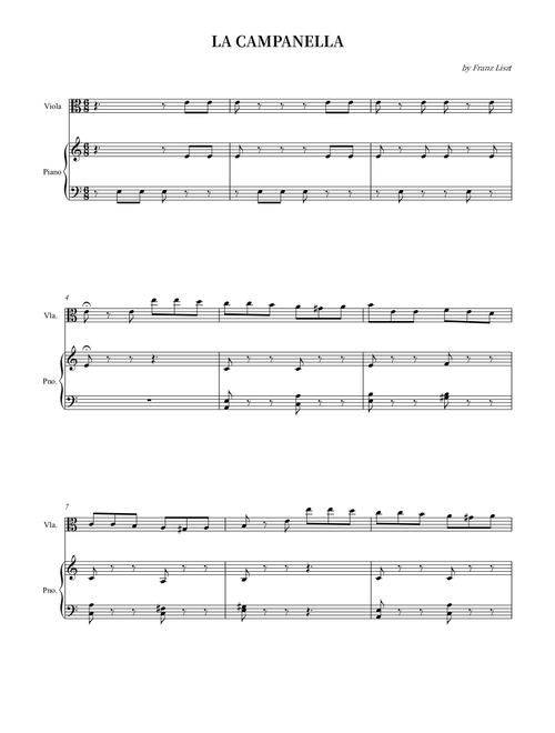 LA CAMPANELLA (Arr. Wesley S. SIlva) - Franz Liszt (Viola and Piano)