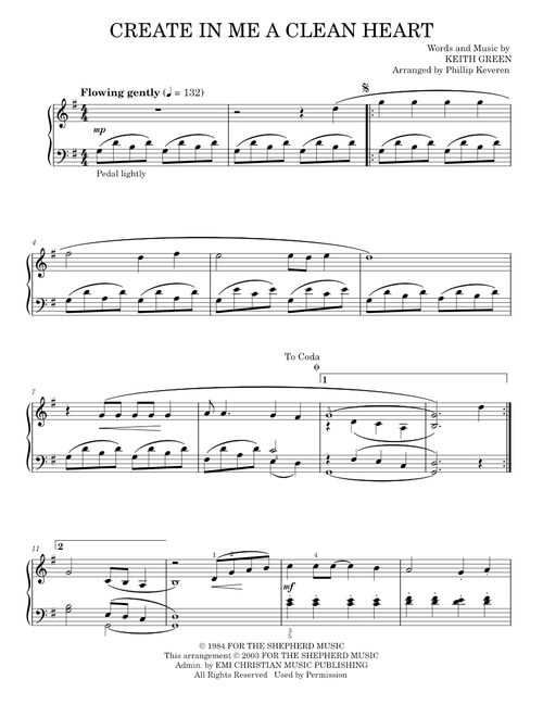Create in me a clean heart - Keith Green (Piano Solo)