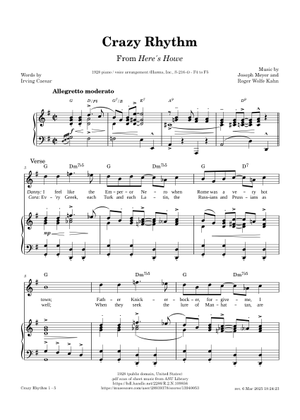 Play Official version of Crazy Rhythm [lead sheet] Sheet Music by